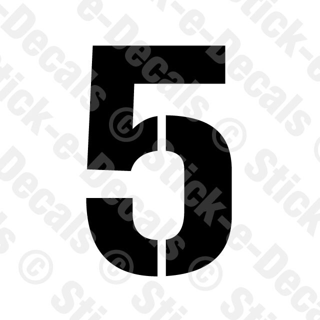 Number FIVE 5 Vinyl Die Cut Decal Sticker – RACING NUMBER Custom Stencil GP