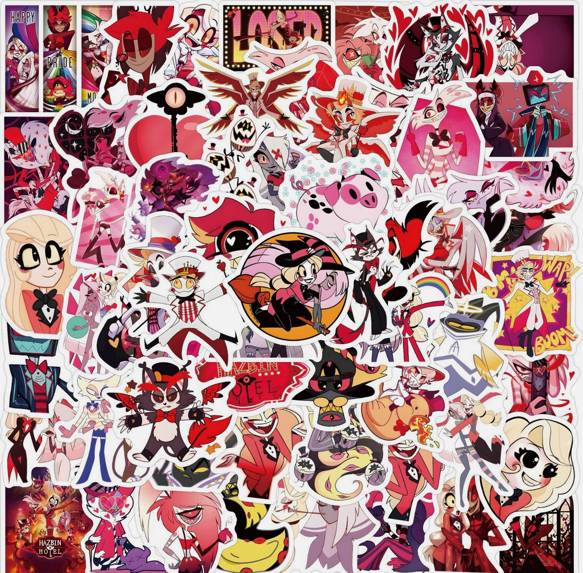 LOT OF 10 PCS HAZBIN HOTEL helluva boss charlie morningstar Vinyl Stickers