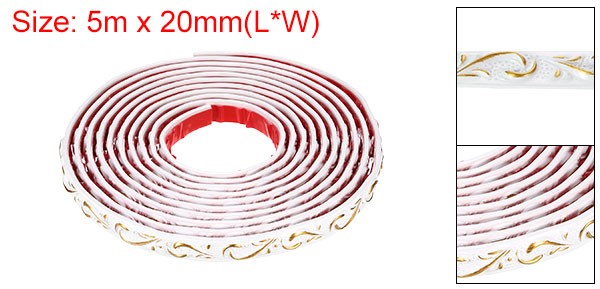 Flexible Wall Trim Molding 16.4Ft x 0.79Inch Adhesive, Wave White Gold