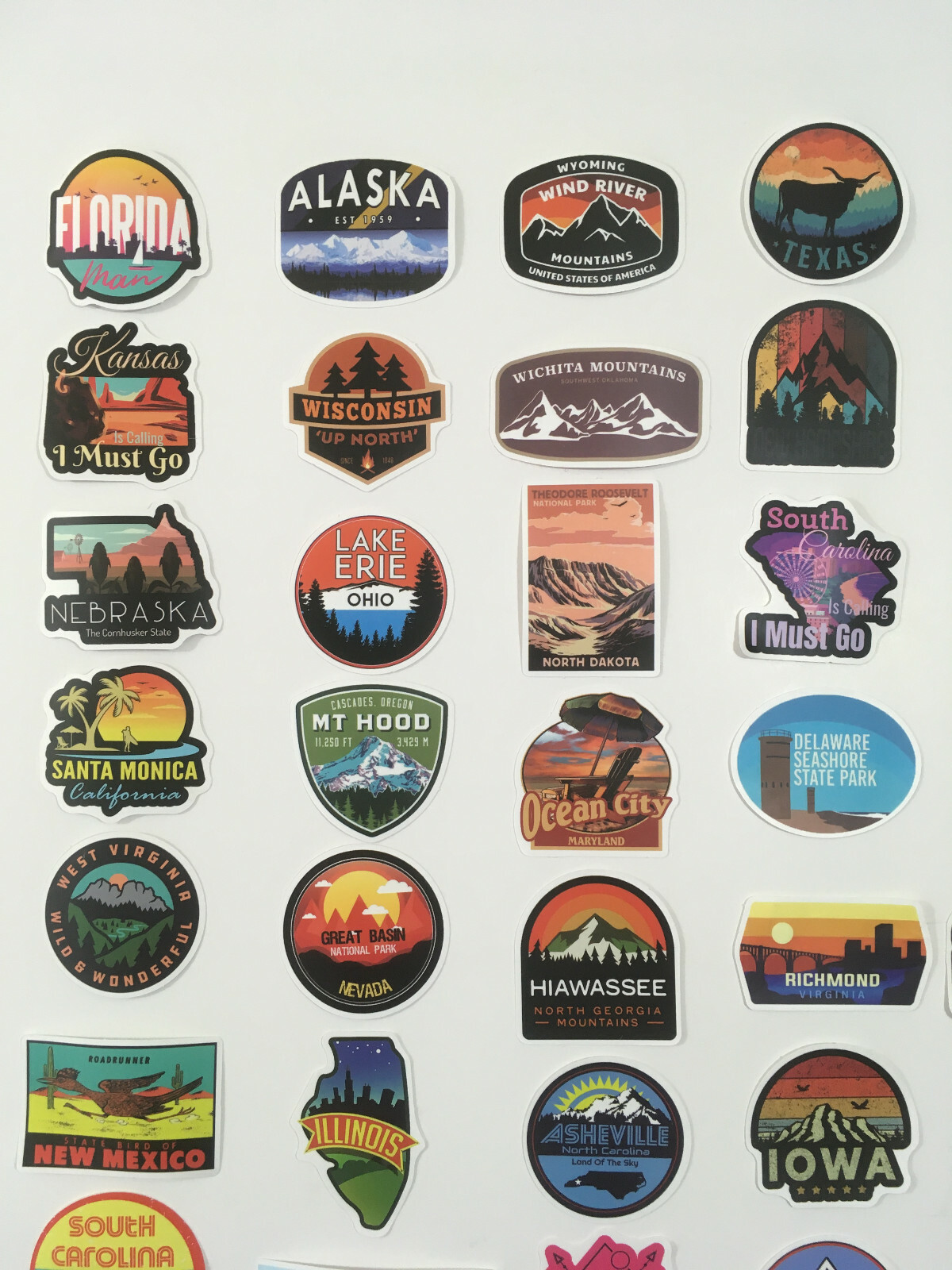 50 Pcs USA State Stickers Travel United States of America Sticker American