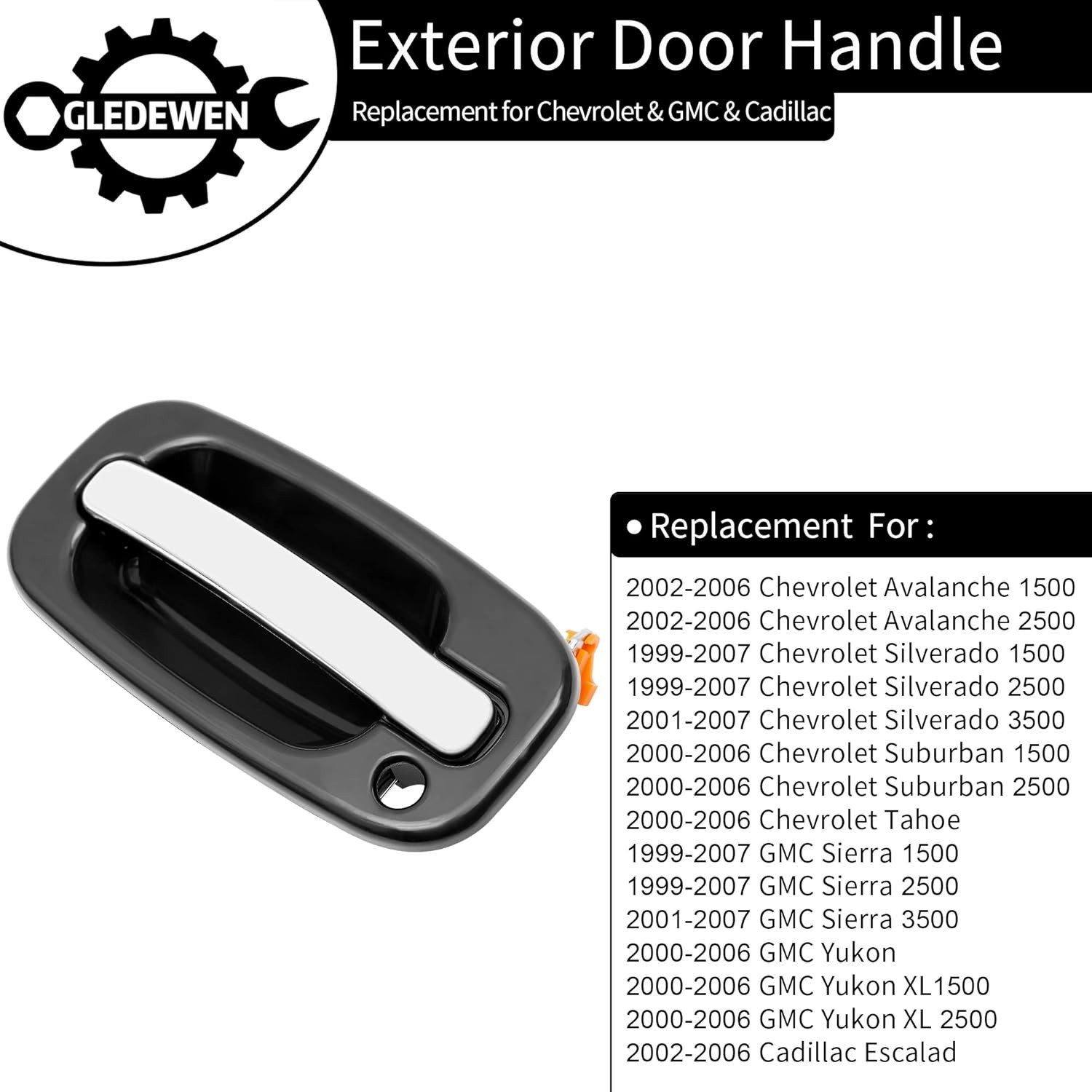 Exterior Door Handles, Compatible with 1999-2007 Chevy Silverado Suburban Tahoe