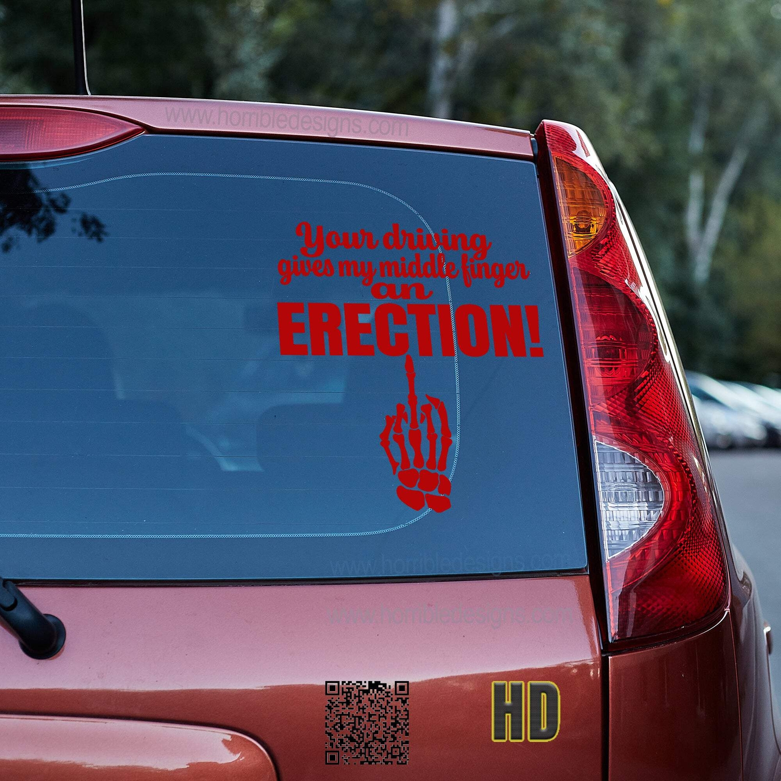Your driving gives my middle finger an erection 3 Vinyl decal