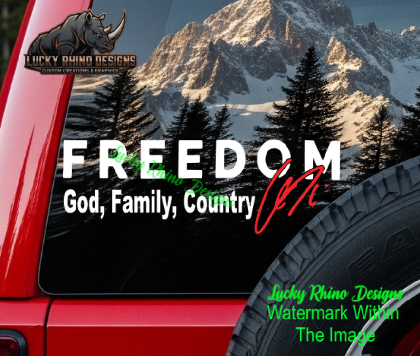 8" Freedom God Family Country Charlie Kirk Vinyl Decal Bumper Sticker Car MAGA