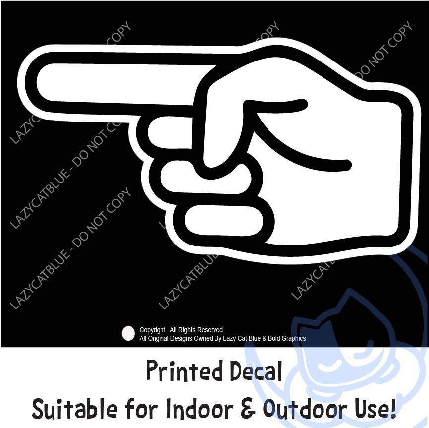 Pointing Hand Decal Sticker Left Right or Both Pointer Finger Marker Here Point