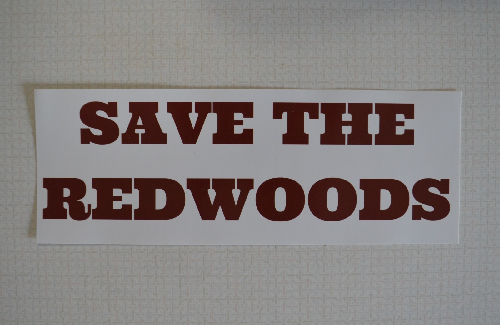 SAVE THE REDWOODS Bumper Sticker, 3" x 9" Rectangular