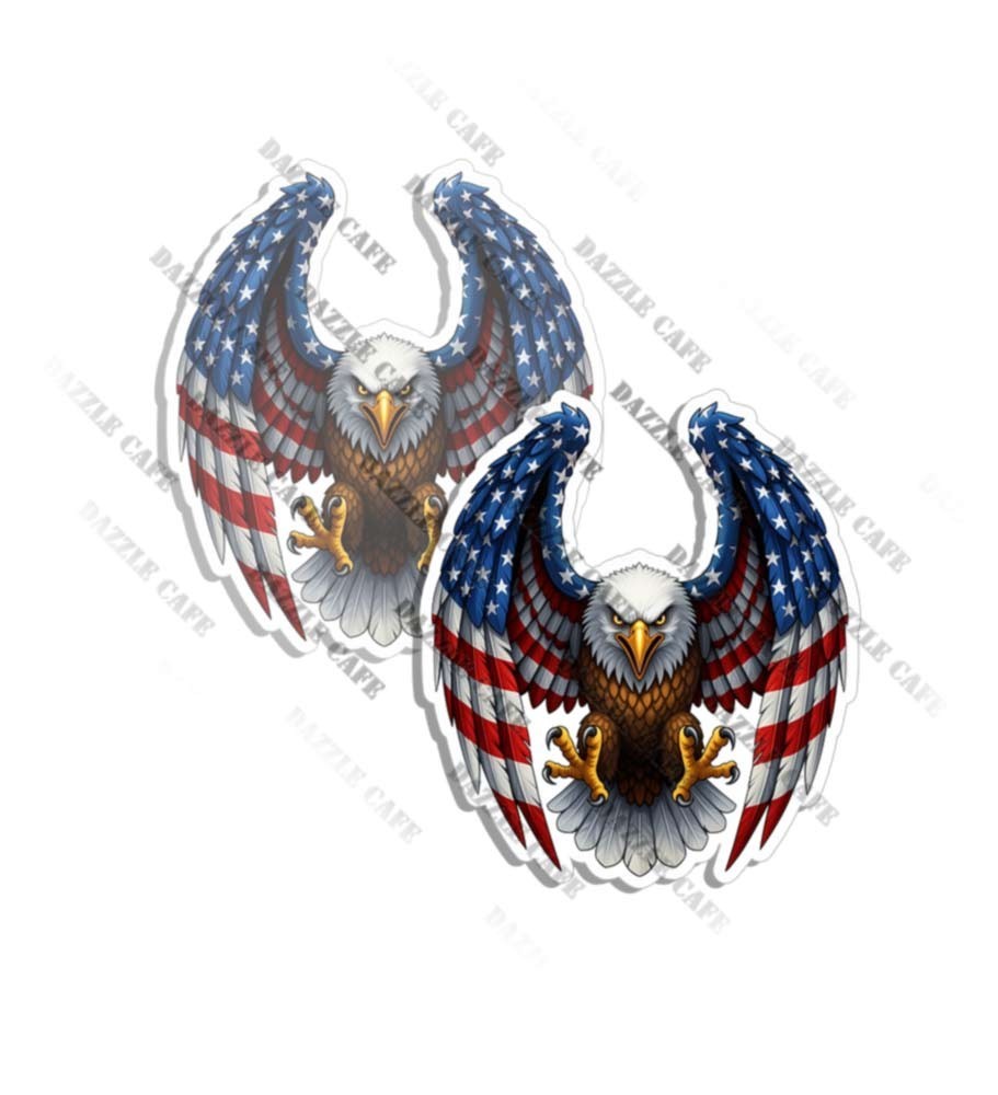 USA Flag Eagle PATRIOTIC decal sticker vinyl graphic America Made in USA 2 PACK