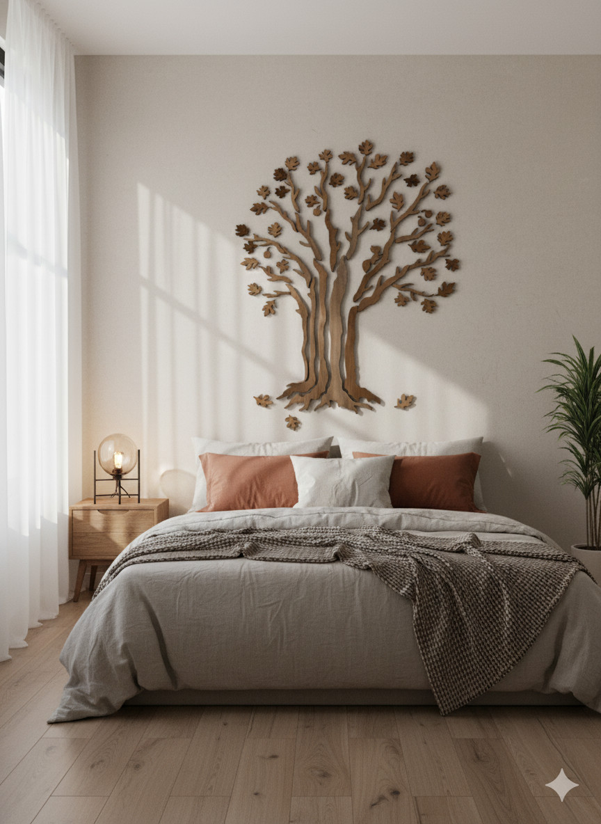 White Oak Tree of Life Wall Art, Handmade Woodland Decor (39×59")