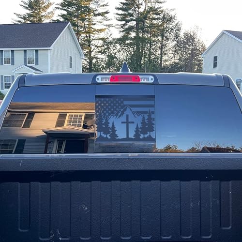 for Tacoma 2016-2023 Precut American Flag Cross Mountain Forest Rear Window