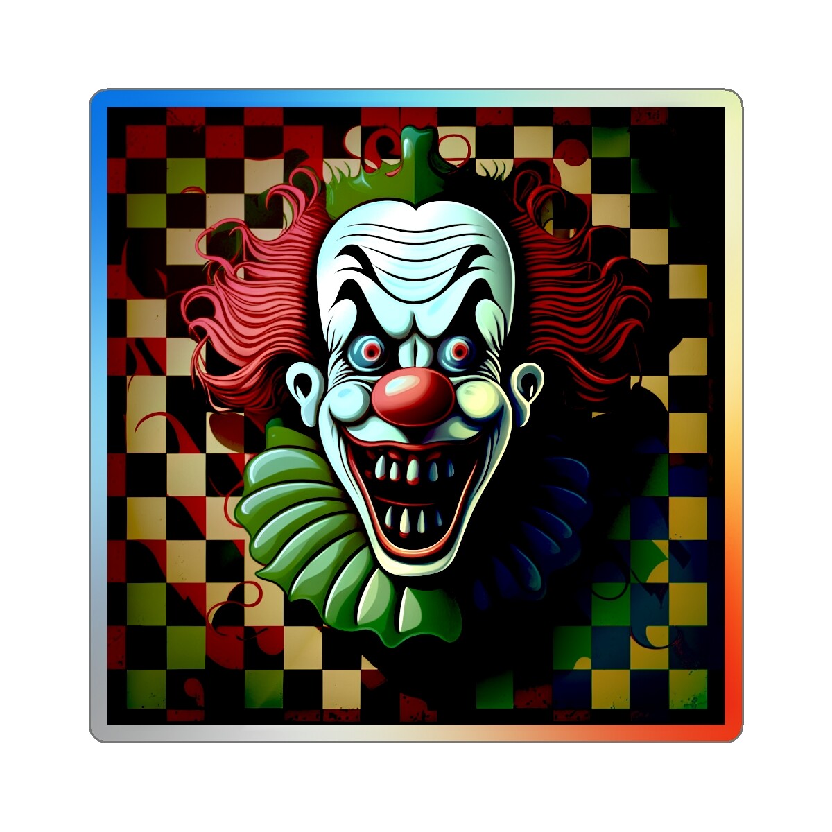 Holographic Sticker Horror Clown Scary Monster Art Halloween Insane Halloween