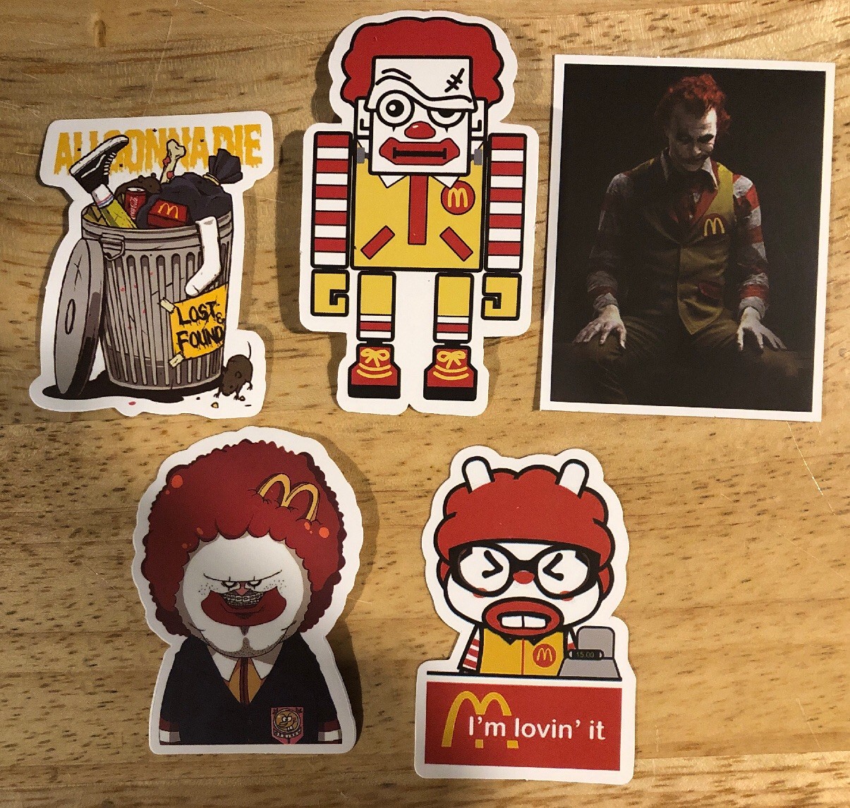 5 Adult Humor McDonald’s Characters PVC Laptop/Skateboard/Window Stickers