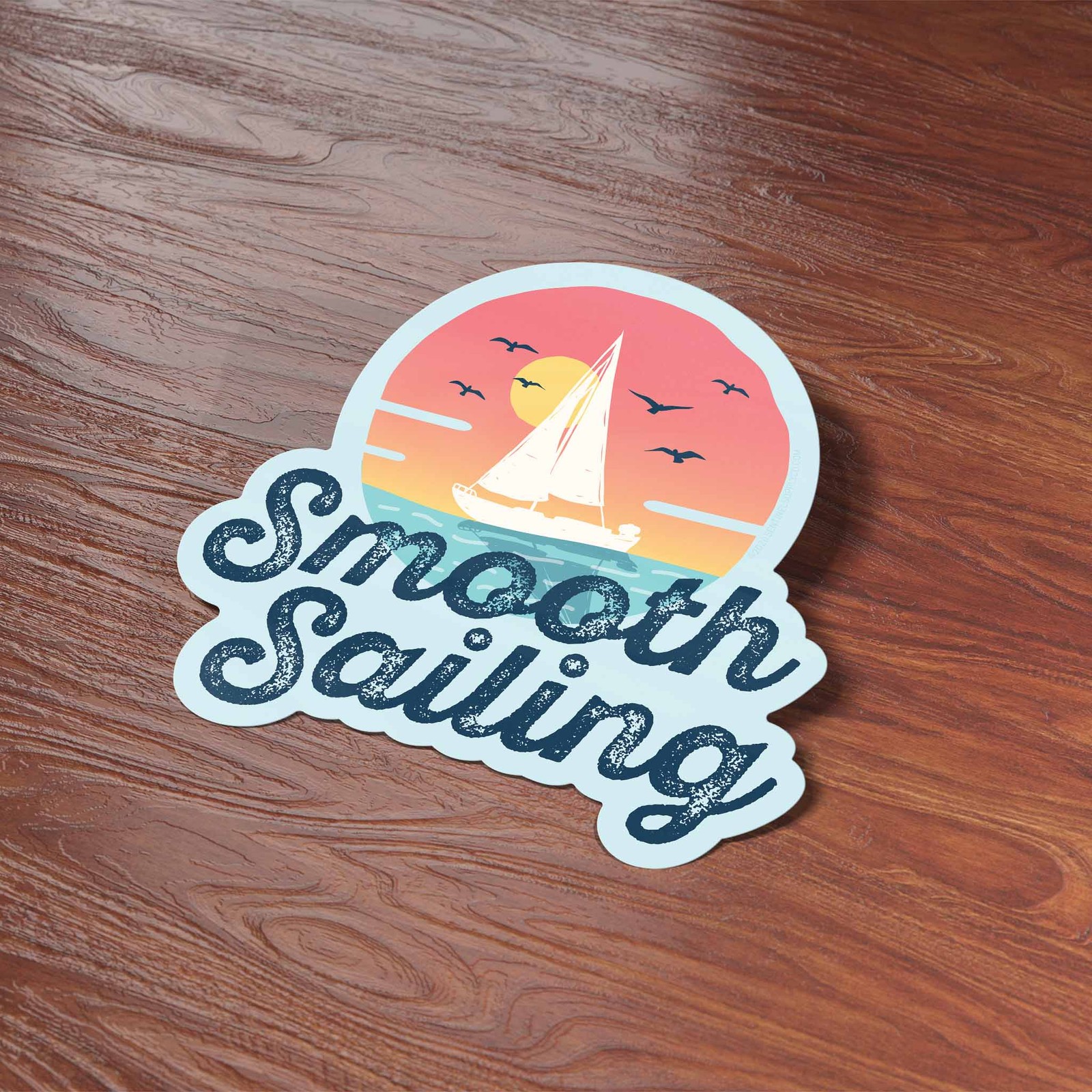 Smooth Sailing Boat Sticker- Fun Decal for Water Bottle & Laptop