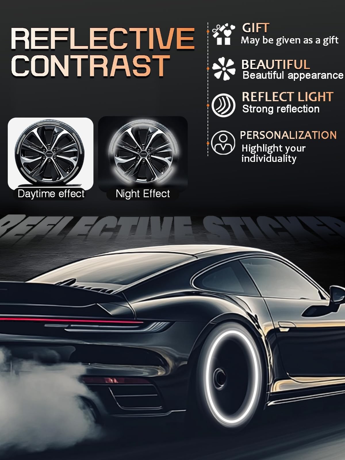 20PCS Car Wheel Reflective Decorative Strip,Night Safety Warning Stickers,Car…