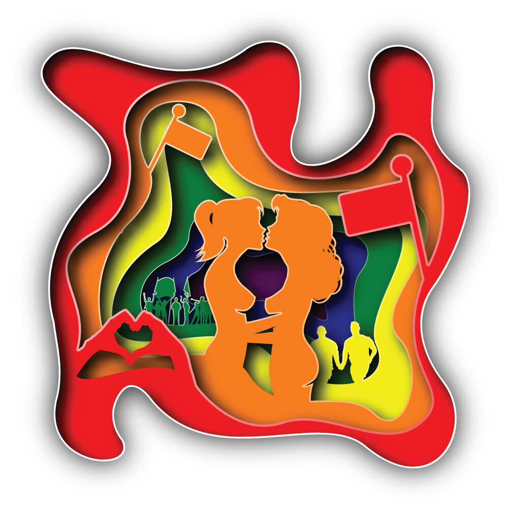 LGBT Gay Pride Illustration Paper Art Carves Vinyl Sticker Car Bumper Decal