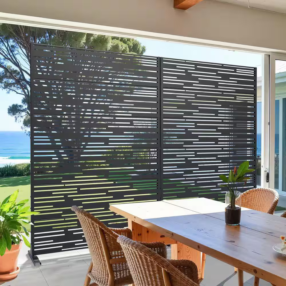 75 In. X 48 In. Outdoor Black Wall Applique or Wall Decal Decor Privacy Fence Sc