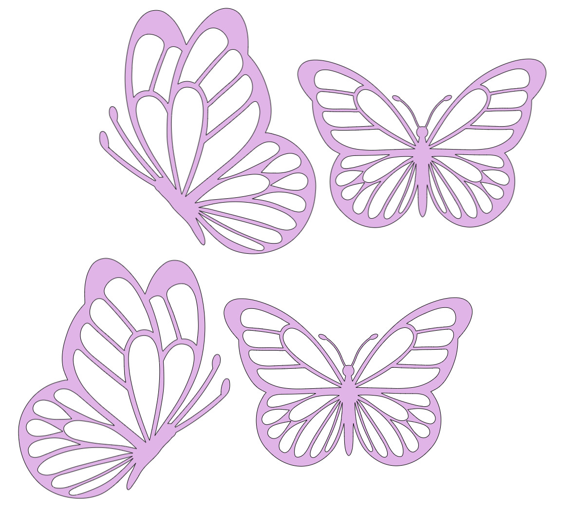 Butterflys decals. Waterproof. Pack Of 4 pieces. WHITE-BLACK- PINK- HOLOGRAPHIC