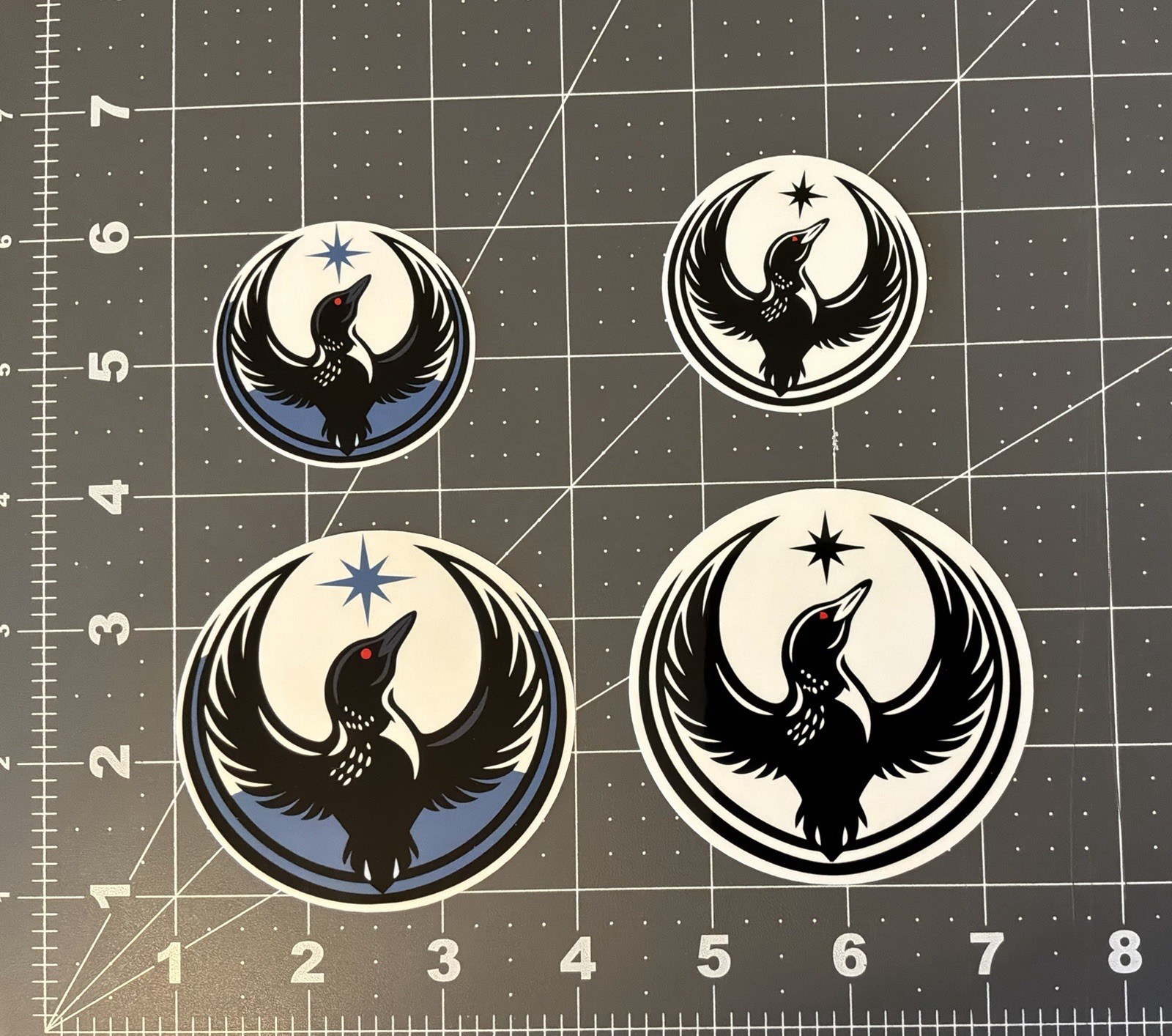 Minnesota loon Sticker 3 Inch And 4 Inch 4 Sticker Lot
