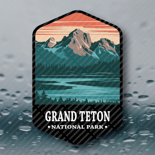US National Park GRAND TETON WYOMING Vinyl Sticker Outdoors Camping Hiking