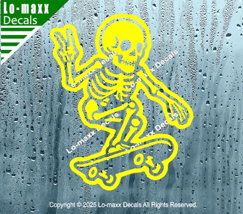 Skateboarding Skeleton Bones On Board Funny Die Cut Vinyl Decal Sticker