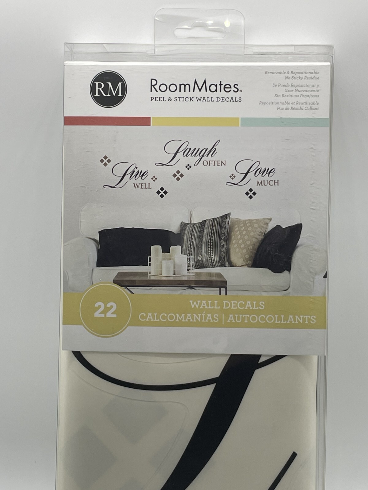 2 Pack Room Mates Prim Live Well Laugh Often Love Much Peel Stick Wall Decals