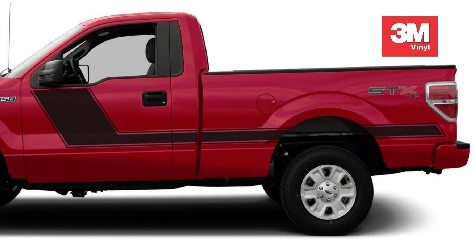 Angled Hockey 3M Vinyl Sticker Graphic Decals Stripe Ford F150 09-14 Regular Cab