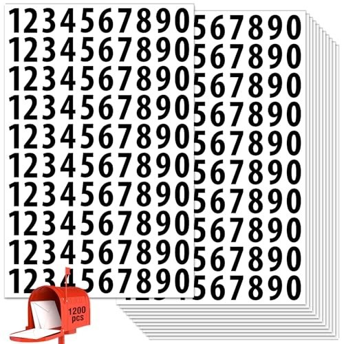 Number Stickers 1200 PCS 1 Inch Waterproof Self-Adhesive Consecutive Numbers