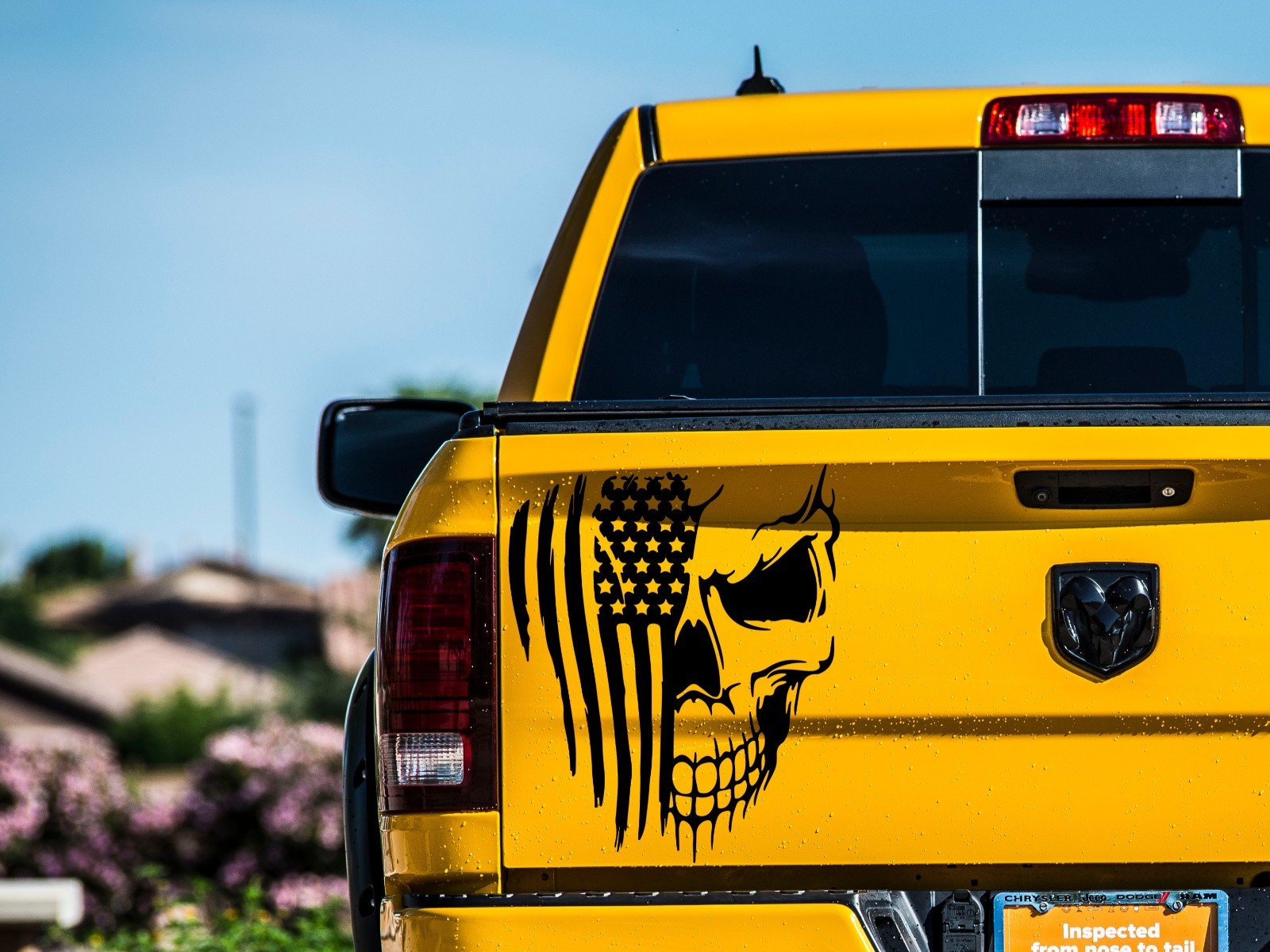 Distressed Skull America Flag Skeleton Vinyl Car Decal Sticker USA Truck Window
