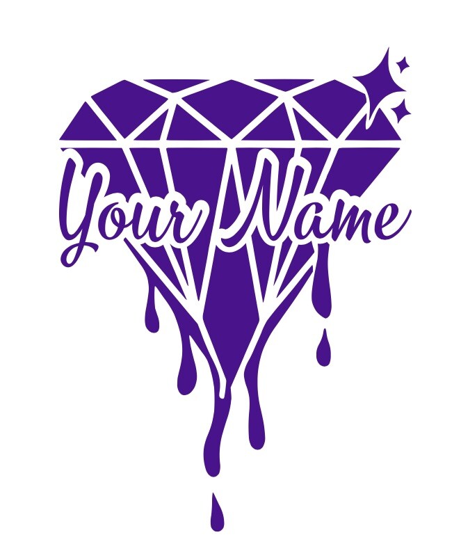 Custom Vinyl Name Diamond Drip Lettering Decal Sticker Personalized Wall Window
