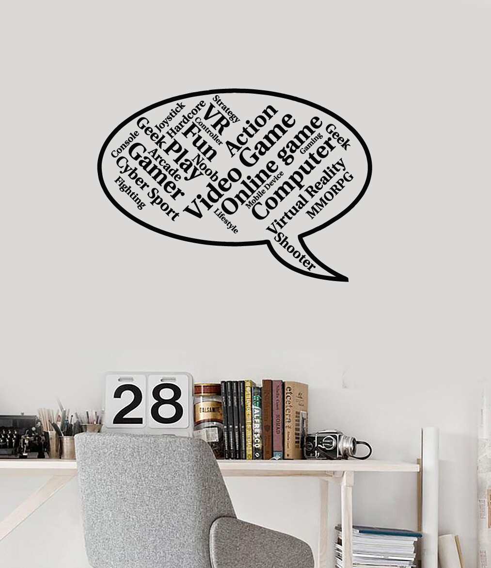Vinyl Wall Decal Video Games Speech Balloon Gamer Geek Room Stickers (ig5403)