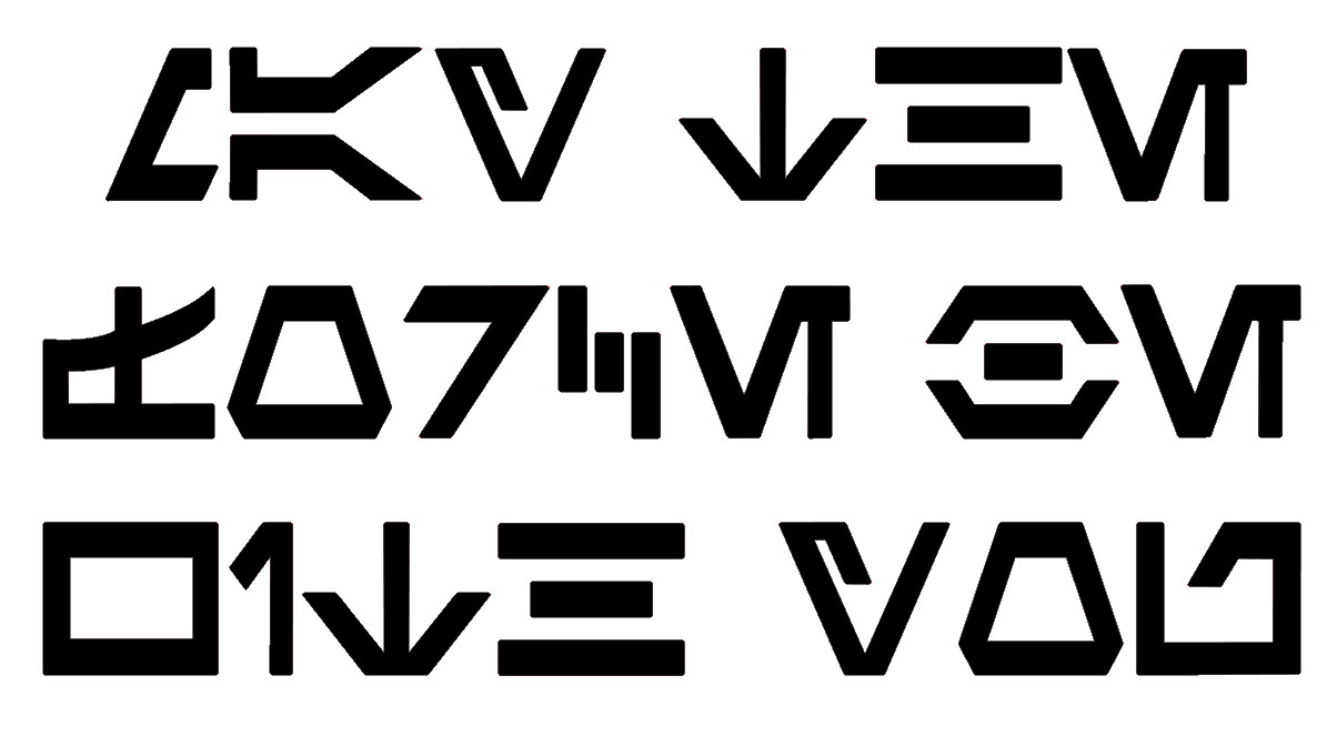 MAY THE FORCE BE WITH YOU, AUREBESH, STAR WARS ALPHABET, Decal Sticker for Cars.