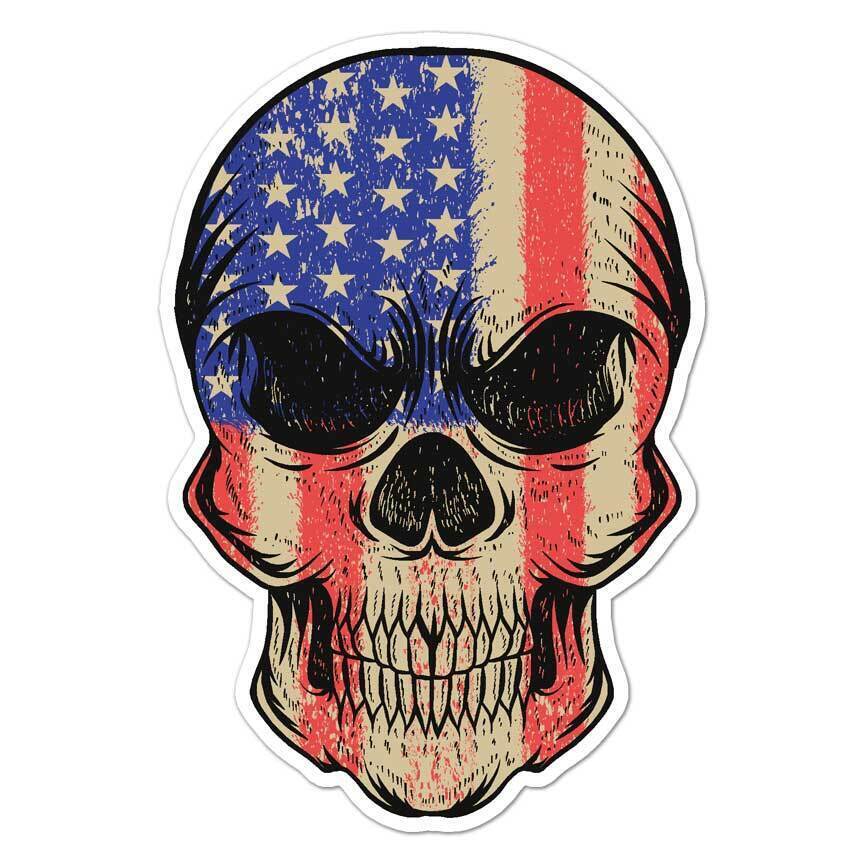 American US Flag Skull Sticker Decal