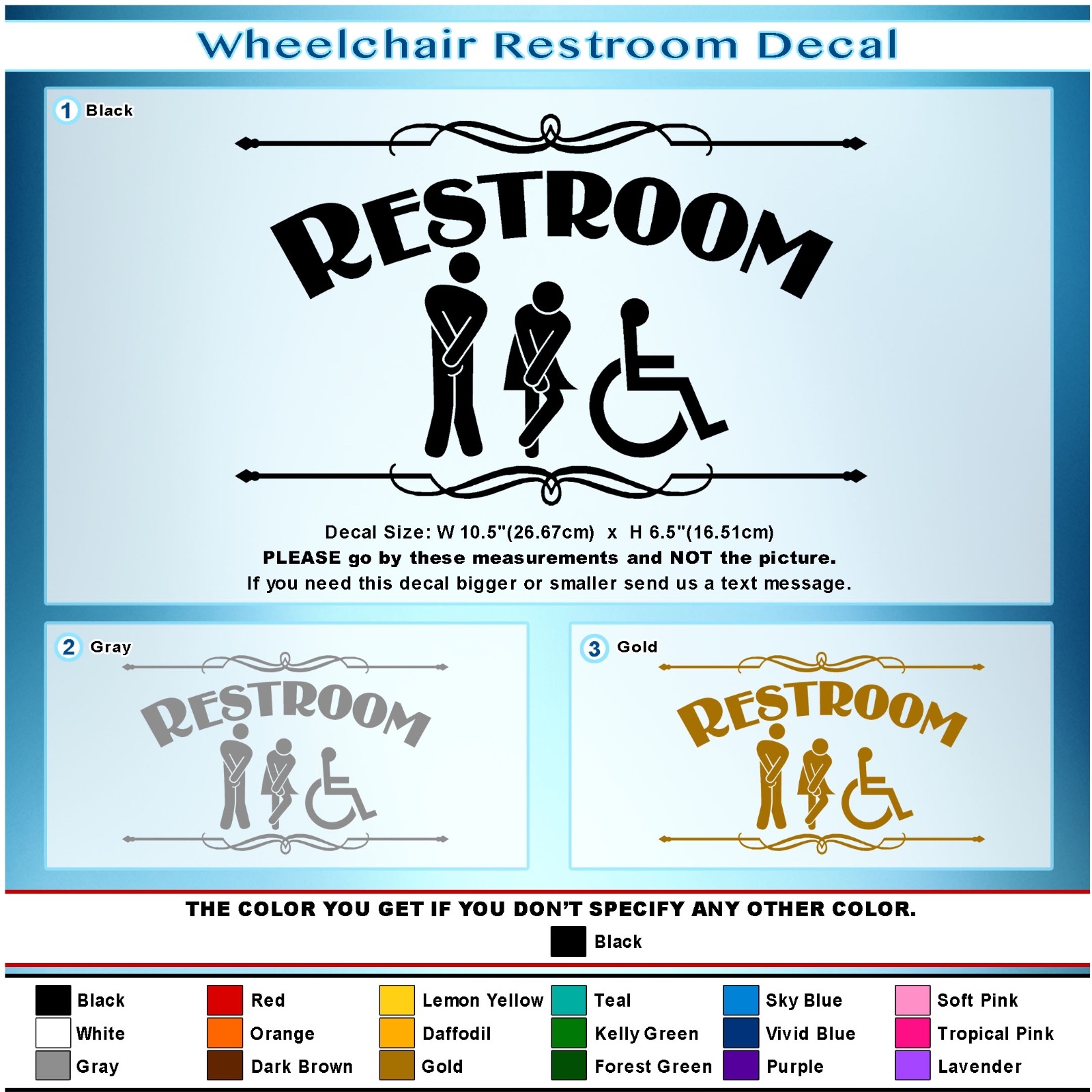 Wheelchair Restroom vinyl Sticker Door Bathroom Sign Men Women Art Decal 137