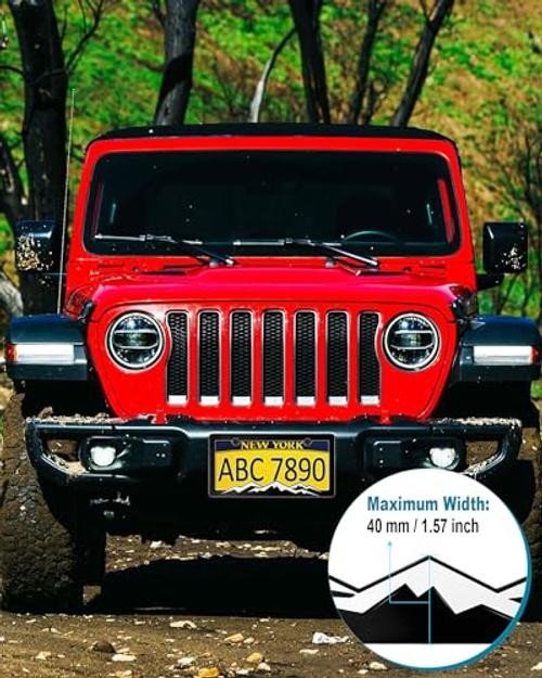 Mountain License Plate Frames on Black, ABS Plastic | 3D Mountain Raised, White