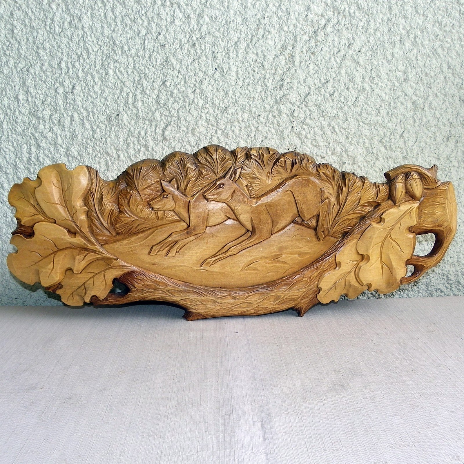 BLACK FOREST CARVED WOOD KITCHEN TOWEL WALL SHELF 23"
