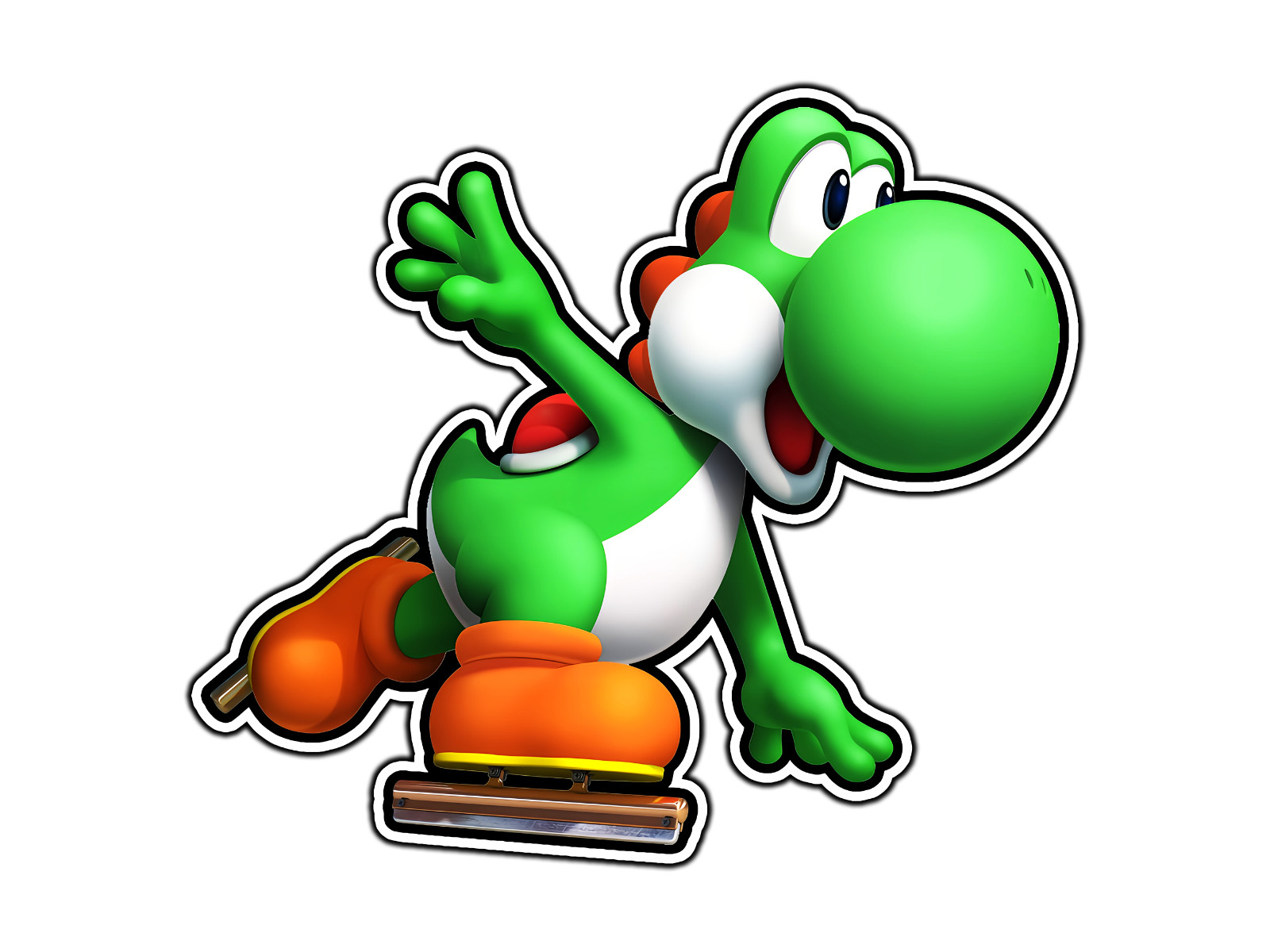Yoshi Ice Skating Mushroom Kingdom Sticker Waterproof Vinyl Decal Die-Cut Car
