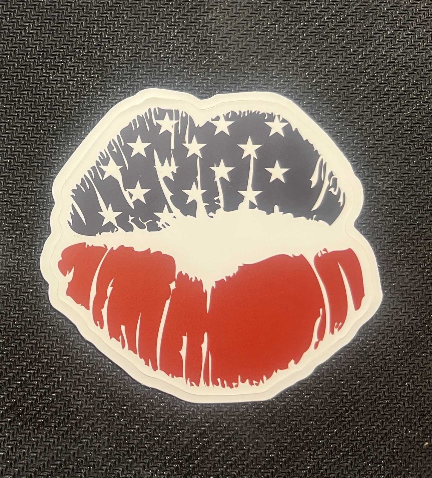 Red White & Blue Lips Sticker, 3”