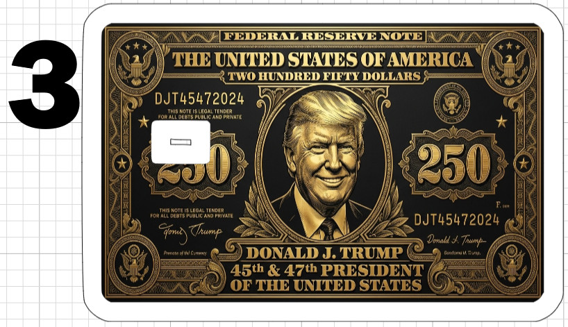 Donald Trump 250 Dollar Bill Credit ATM Debit Gift Card Skin Sticker MAGA Money