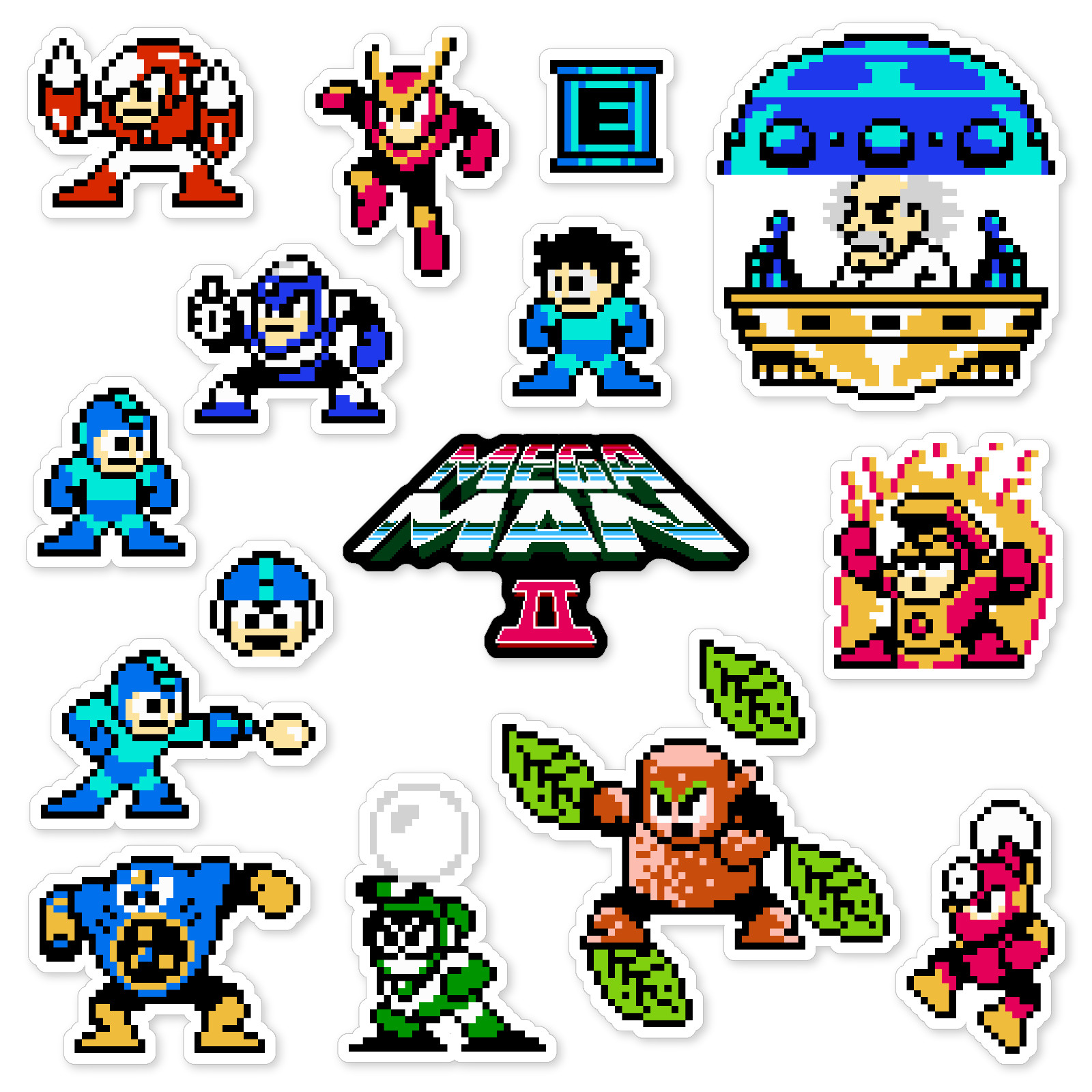 Mega Man II 2 Stickers Nintendo NES Pixel Art 15 Sticker Pack