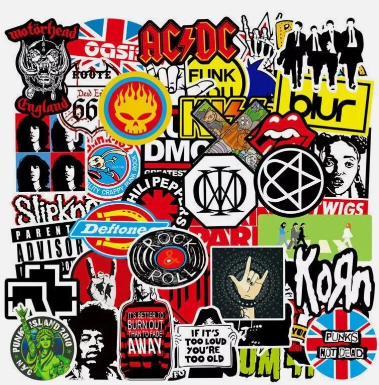 100PCS Rock Band Stickers – Punk Heavy Metal Music Vinyl Decals Lot for Laptop