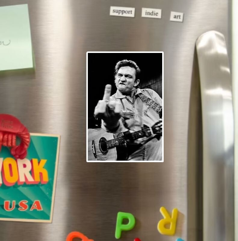 Johnny Cash San Quentin Prison Die Cut Glossy Fridge Magnet