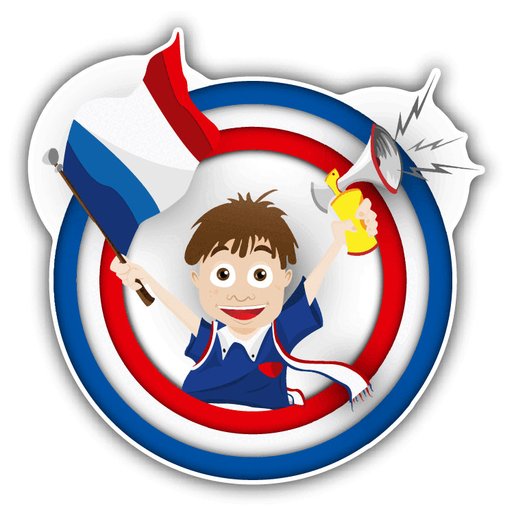 France Cartoon Soccer Fan Flag Car Bumper Sticker Decal