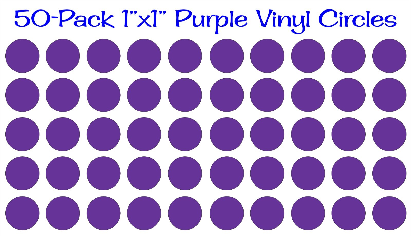 50 pack – 1"x1" Round Purple Vinyl Stickers / Circles Polka Dots Die Cut Decals
