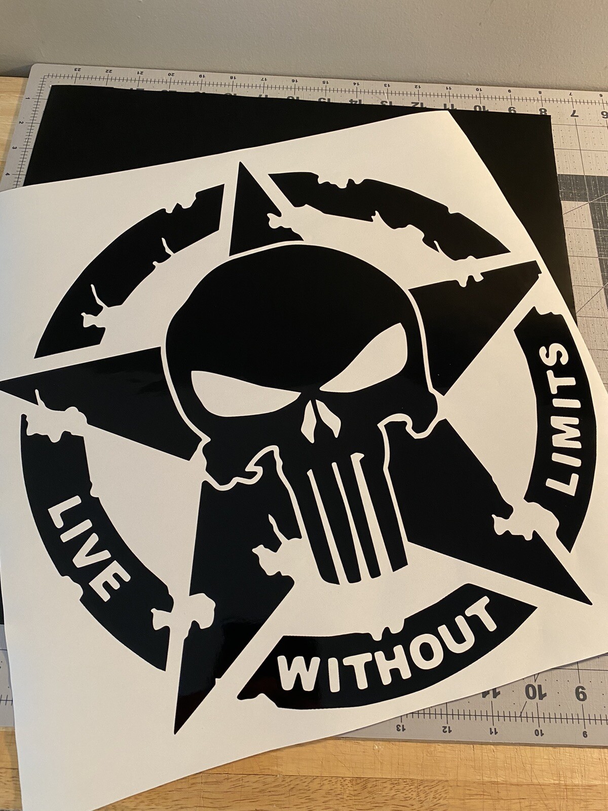 Vinyl Decal – Live Without Limits, Punisher Skull, Army Star, Various Colors