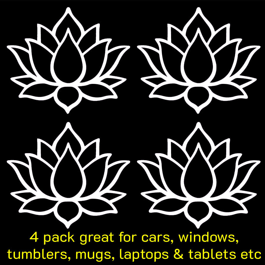 Lotus 4 pack 3" Vinyl Decals Car Windows Tablet Tumblers Mugs Cups Notebook