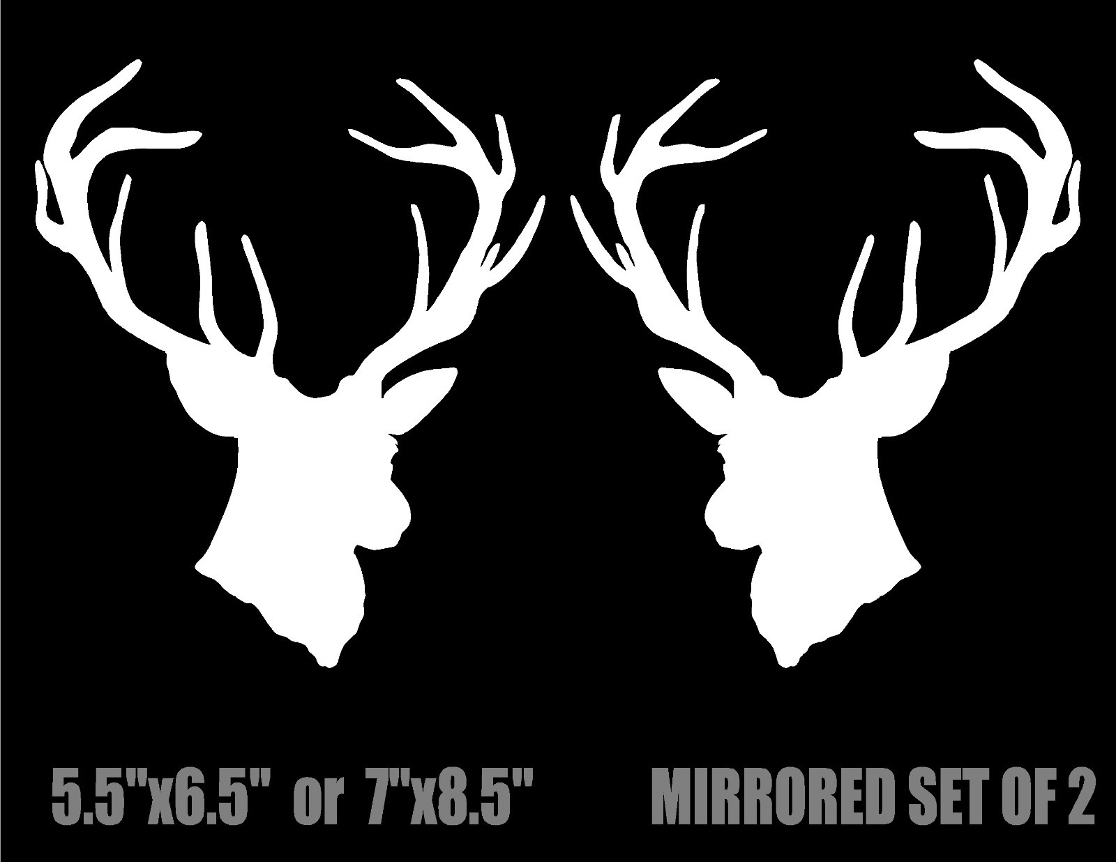 Deer Head Silhouette Decals mirrored image set car truck vinyl hunting stickers
