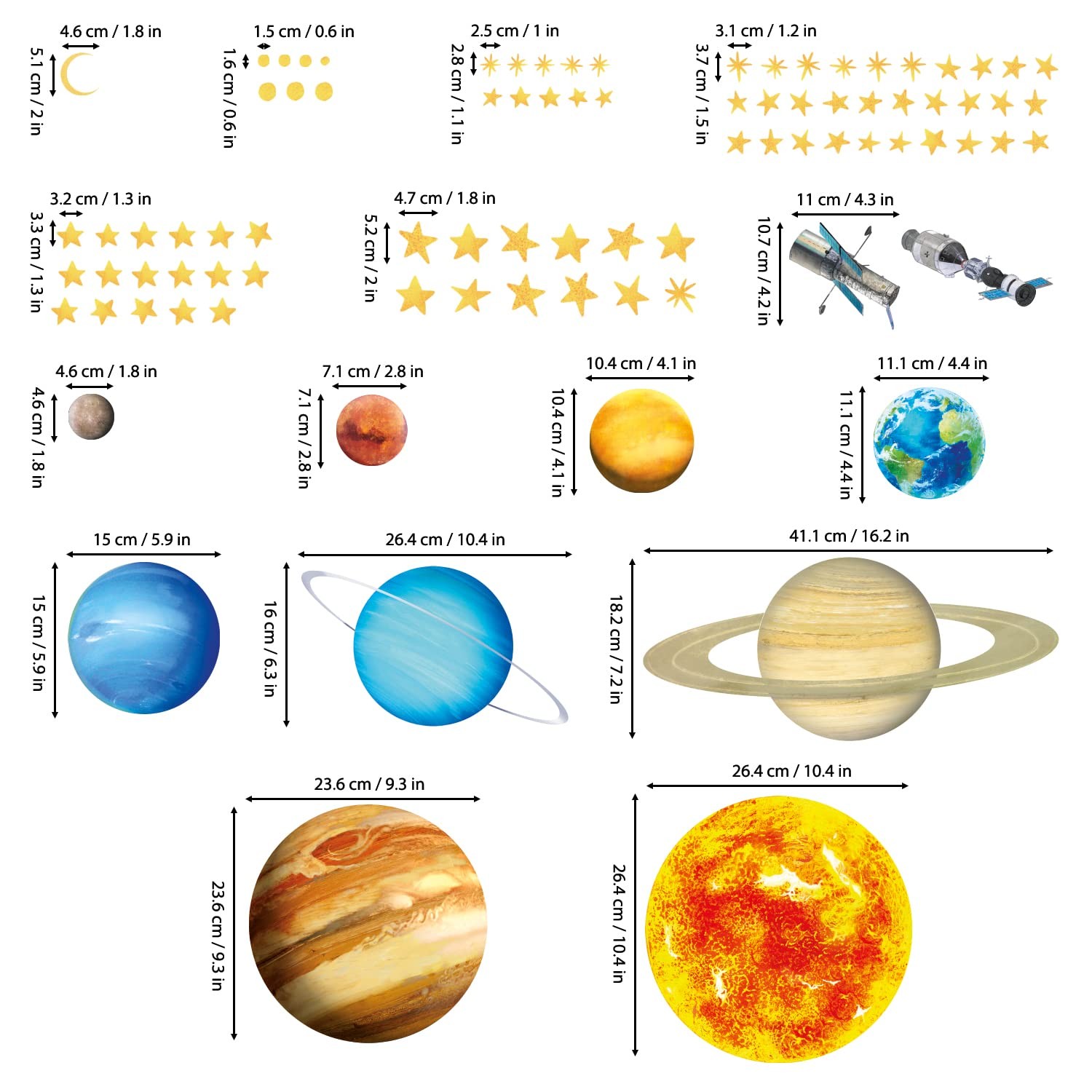 DS9-2007 Solar System Wall Stickers Wall Decals Peel and Stick Removable Wall…