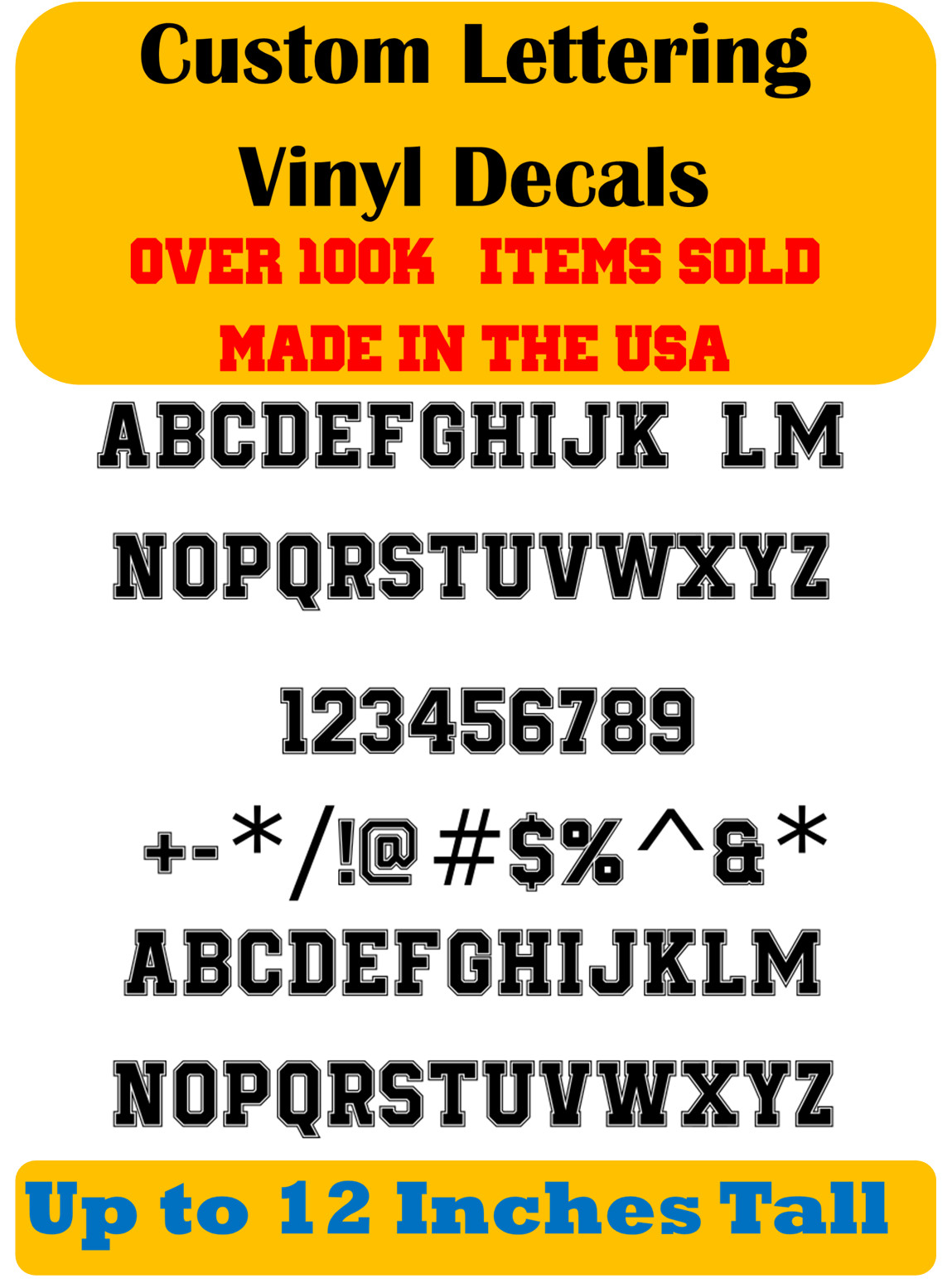 Custom Personalized Decal Vinyl Lettering Text Business Sign High School Style