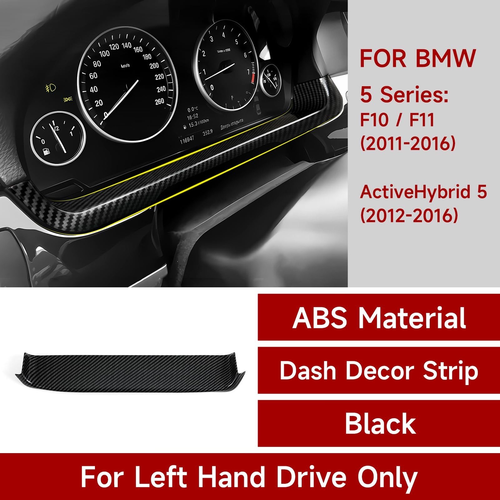 Carbon Fiber Dashboard Trim Decal for BMW 5 Series F10 F11 20112016 Accessories