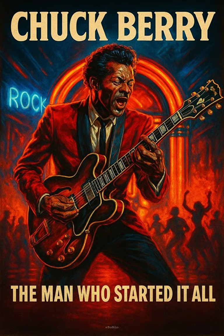 Chuck Berry The Father of Rock and Roll Sticker Decal laptop vinyl decal