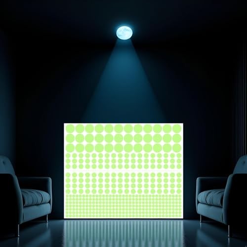 1 Sheet Glow in The Dark Wall Stickers, 407 Pcs Removable Dots White