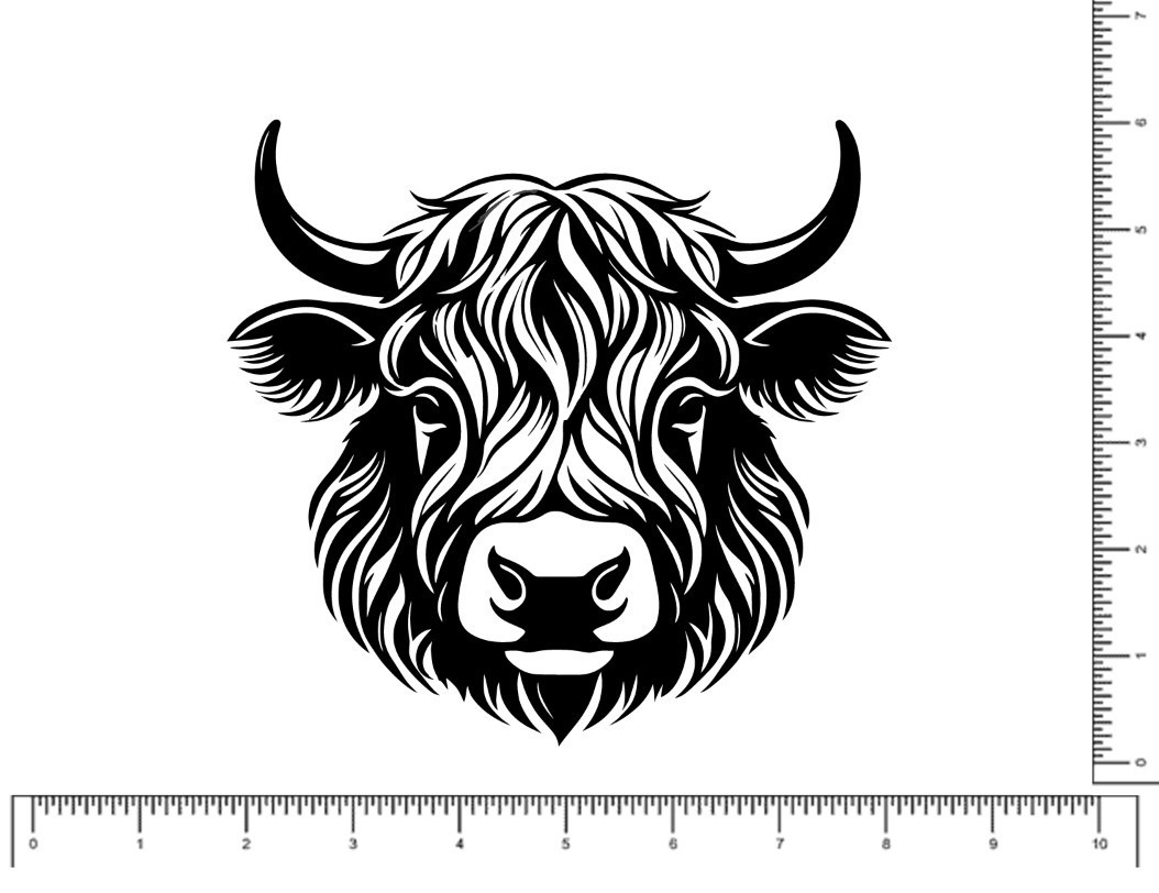 Highland Cow Vinyl Die Cut Decal, Waterproof, Durable Outdoor, Cute 5.9" x 5.6"